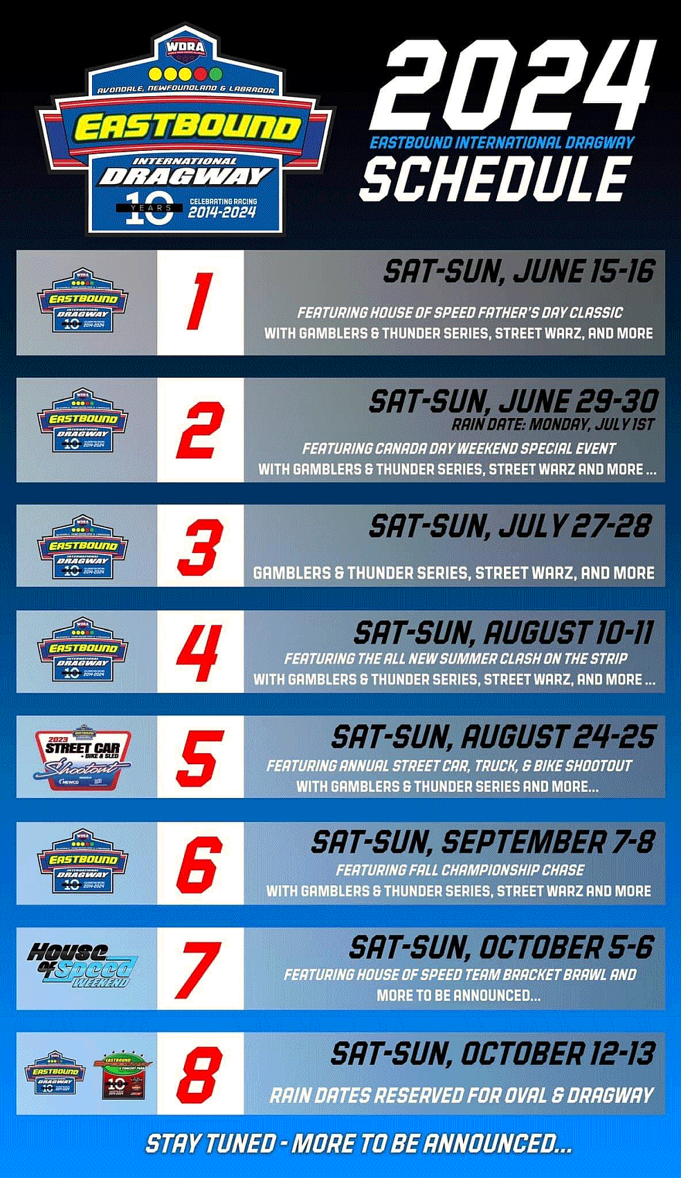 MARITIME DRAG RACING 2024 TRACK SCHEDULES
